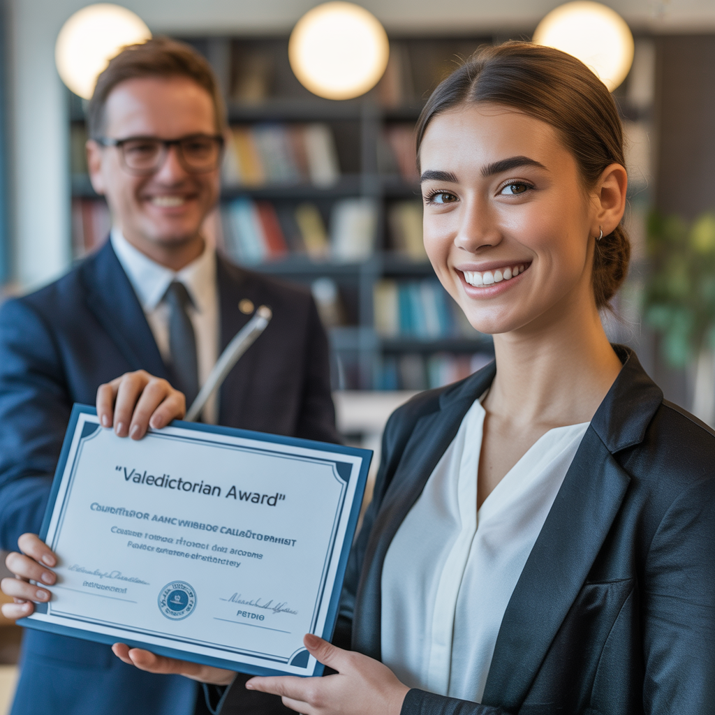 Estudiante recibiendo certificado